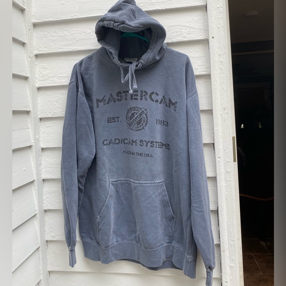Vantage Other - Mastercam Cad/Cam Systems Gray/Blue Hoodie for Men Pullover Made in the 🇺🇸 USA